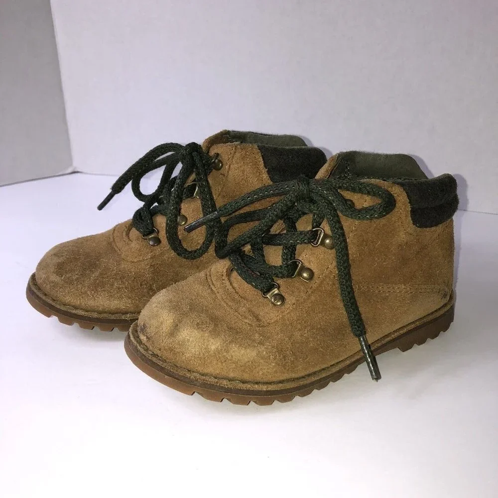 UGG Chestnut Suede Lace-Up Booties High Top Kids Unisex Size 9 Boots